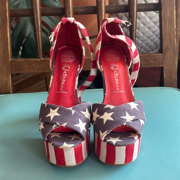 Jeffrey Campbell American Flag Platform Heels - Picture 1 of 4